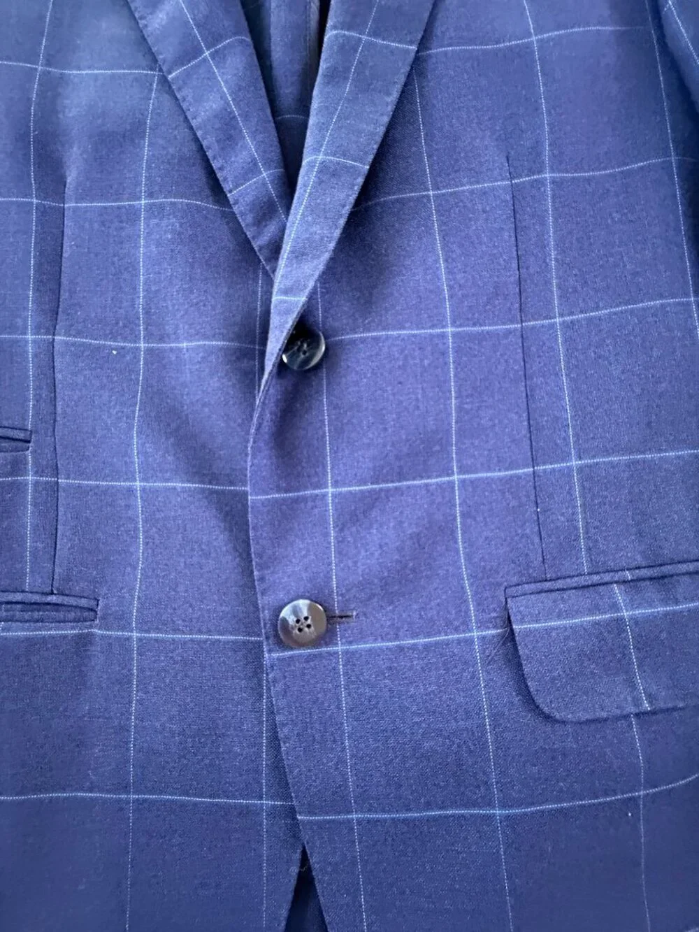 Phinneas Cole Paul Stuart All Year Wool Window Pane Suit in Navy Sz 40R 34W